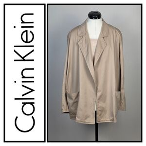 Vintage Calvin Klein Beige Blazer – Made in Hong Kong – Size 10